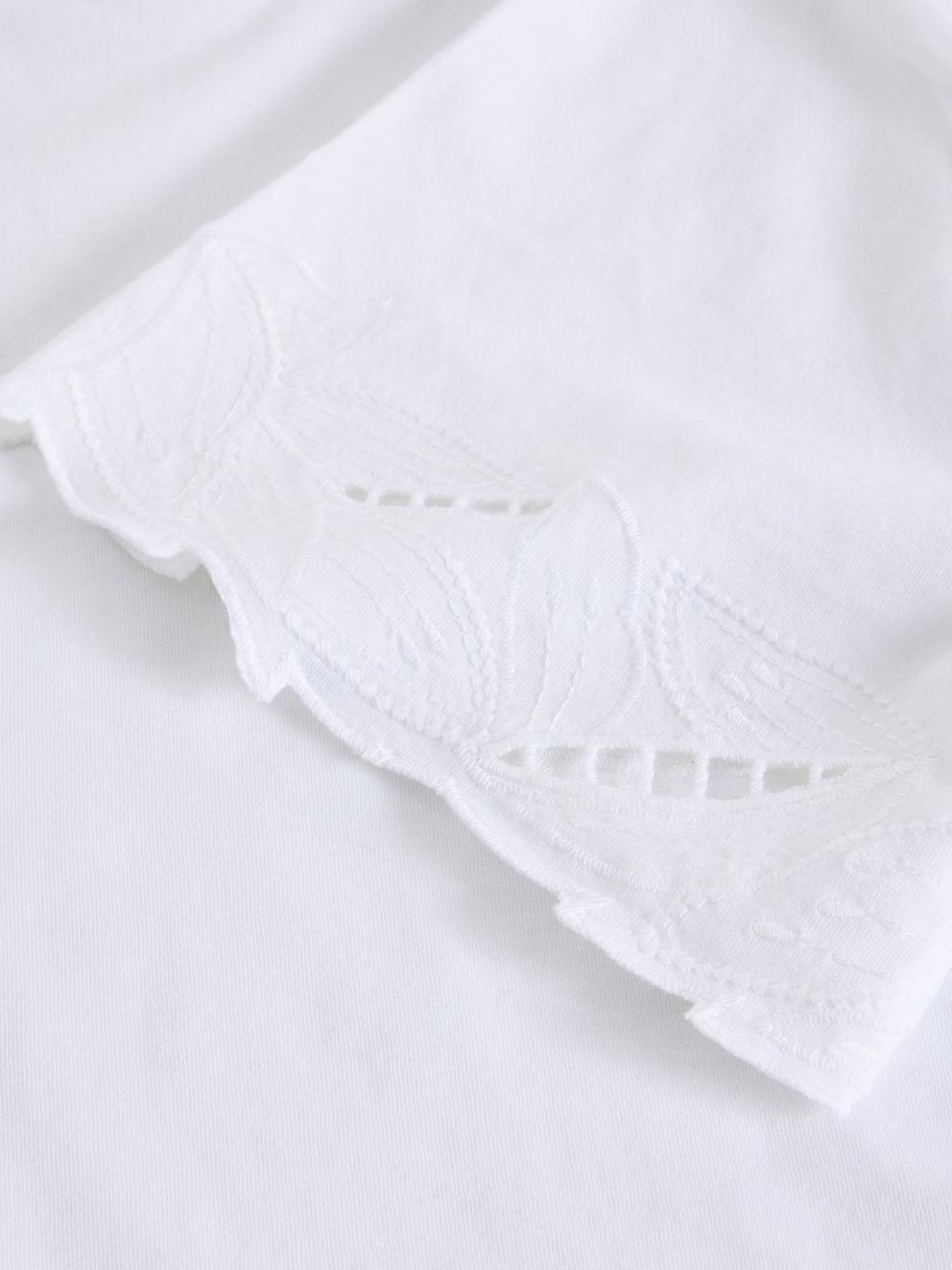 COLLEEN CUTWORK TEE in BRIL WHITE - FLAT DETAIL