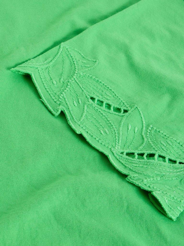 COLLEEN CUTWORK TEE in BRT GREEN - FLAT DETAIL