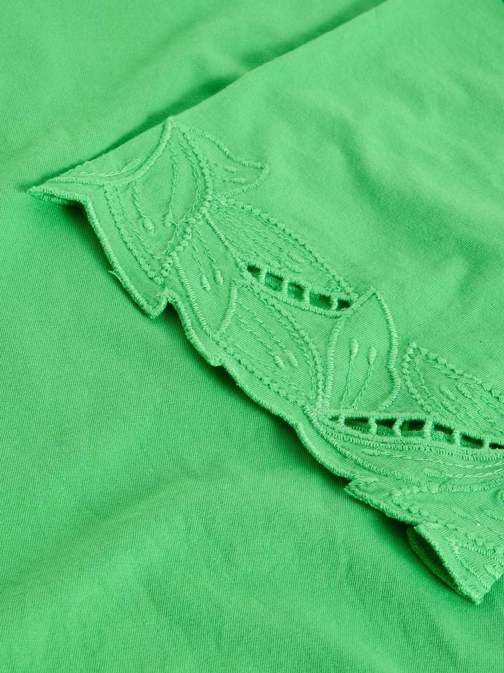 COLLEEN CUTWORK TEE in BRT GREEN - FLAT DETAIL