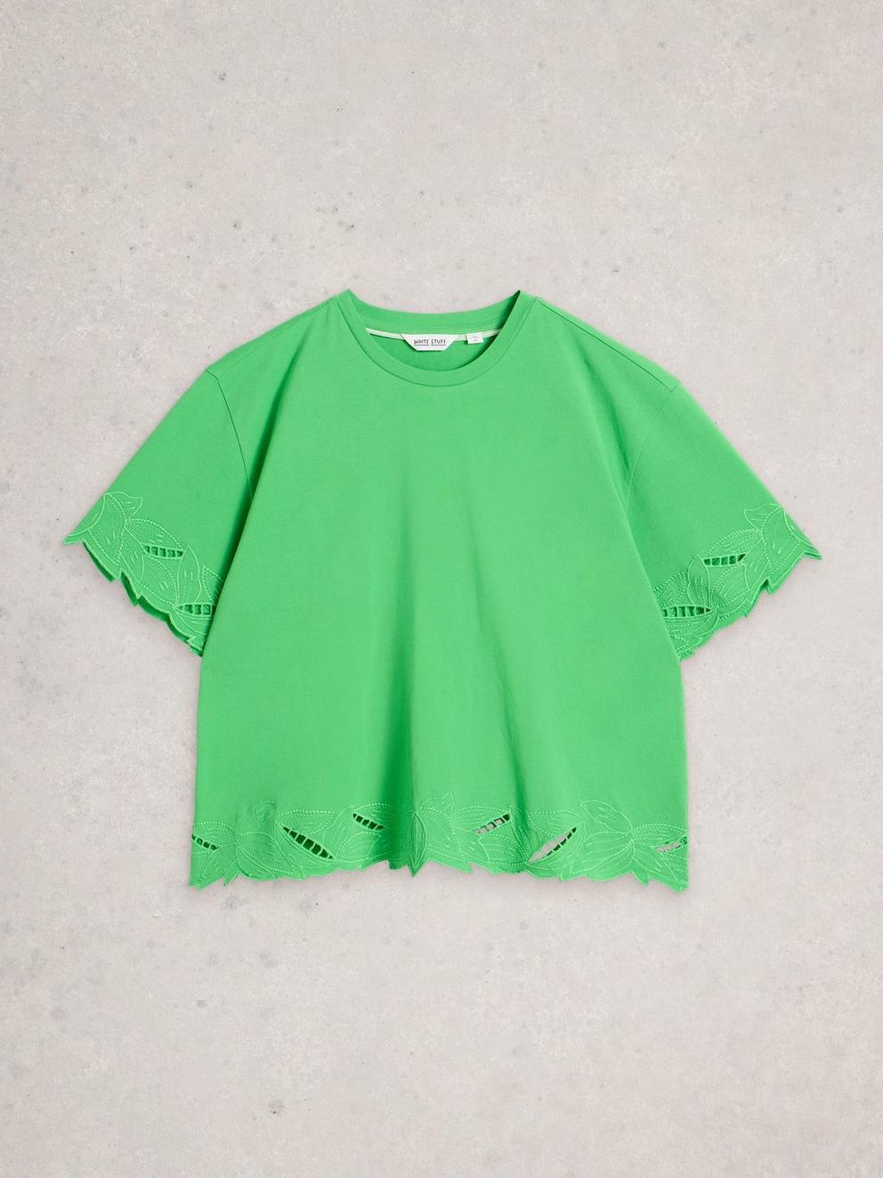 COLLEEN CUTWORK TEE in BRT GREEN - FLAT FRONT