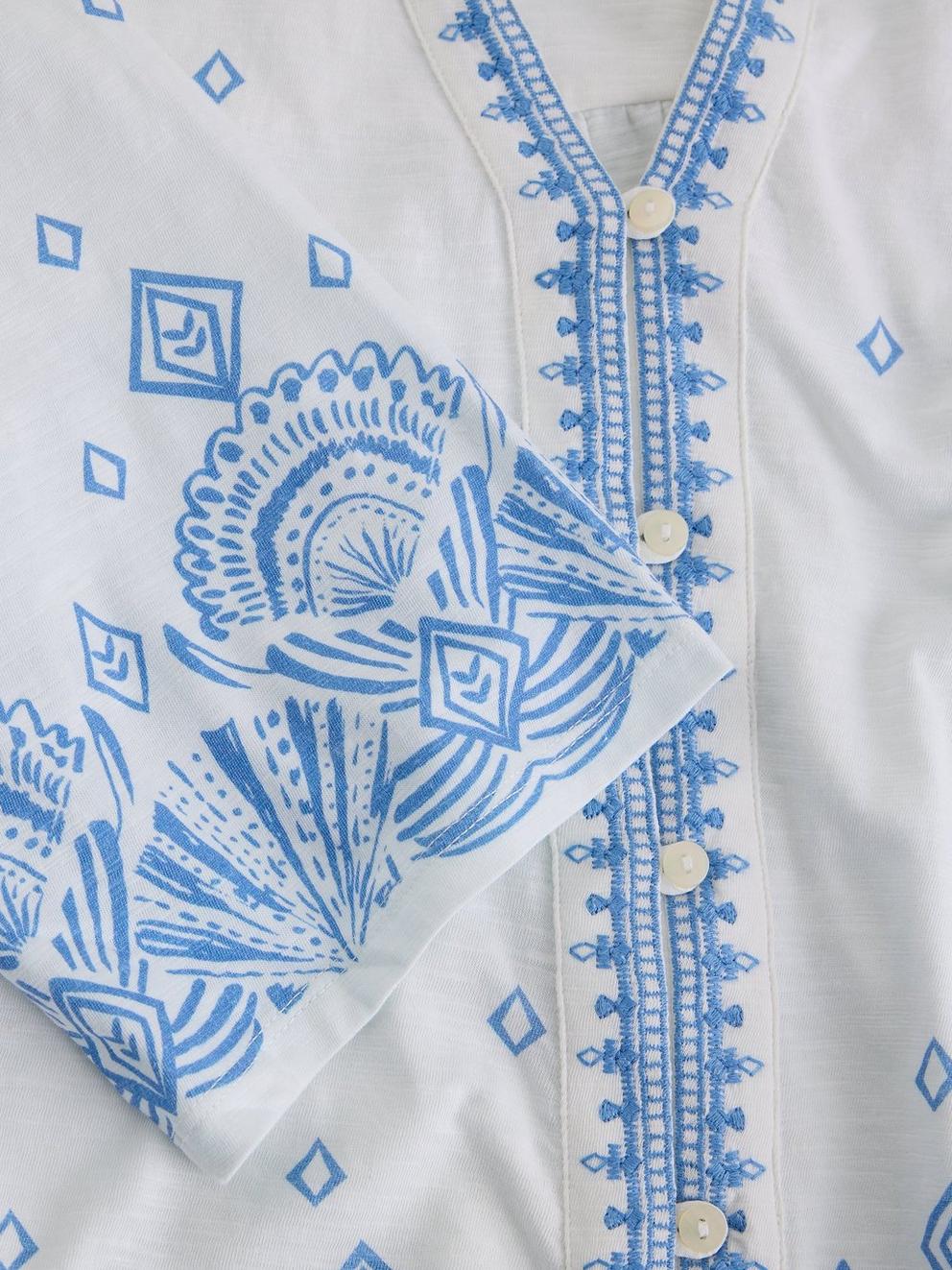 LIZZIE BORDER EMBROIDERED TOP in WHITE PR - FLAT DETAIL