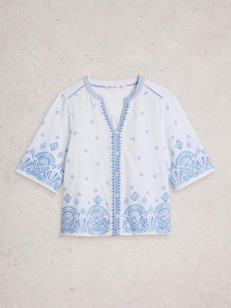 LIZZIE BORDER EMBROIDERED TOP in WHITE PR - FLAT FRONT