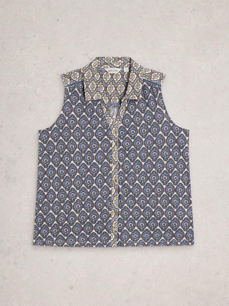 AMY SLEEVELESS SHIRT in BLUE PR - FLAT FRONT