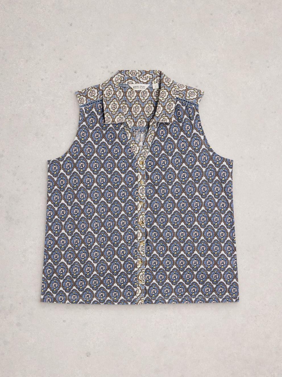 AMY SLEEVELESS SHIRT in BLUE PR - FLAT FRONT