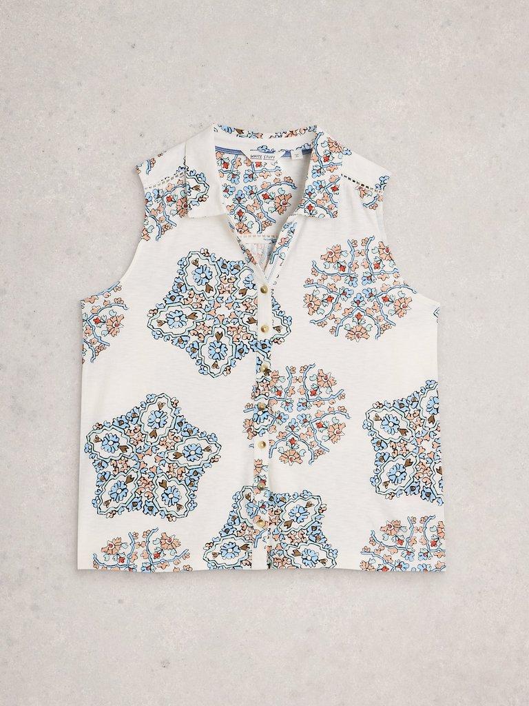 AMY SLEEVELESS SHIRT in IVORY MLT - FLAT FRONT