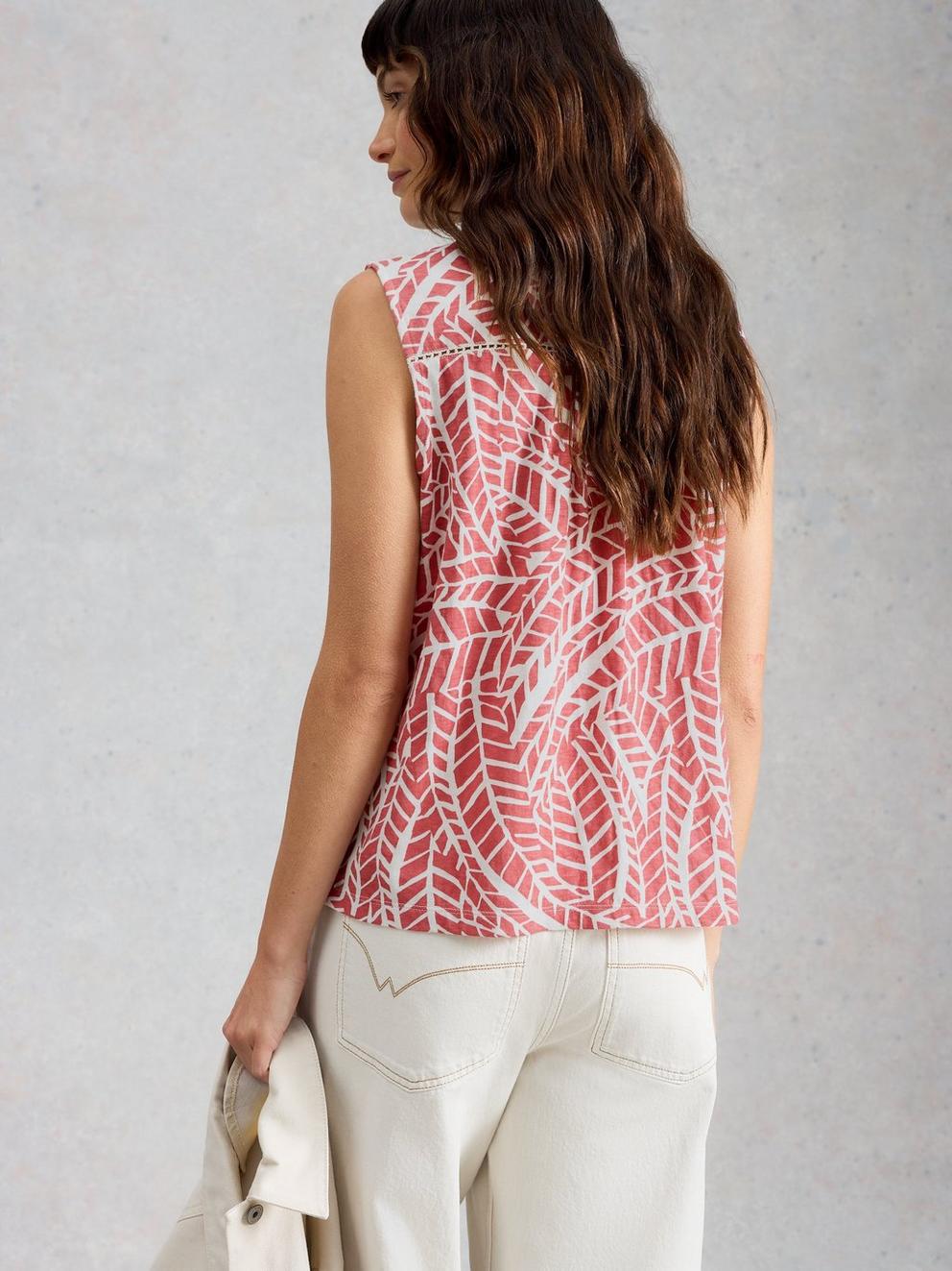 AMY SLEEVELESS SHIRT in PINK PR - MODEL BACK