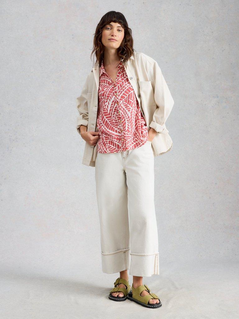 AMY SLEEVELESS SHIRT in PINK PR - MODEL FRONT