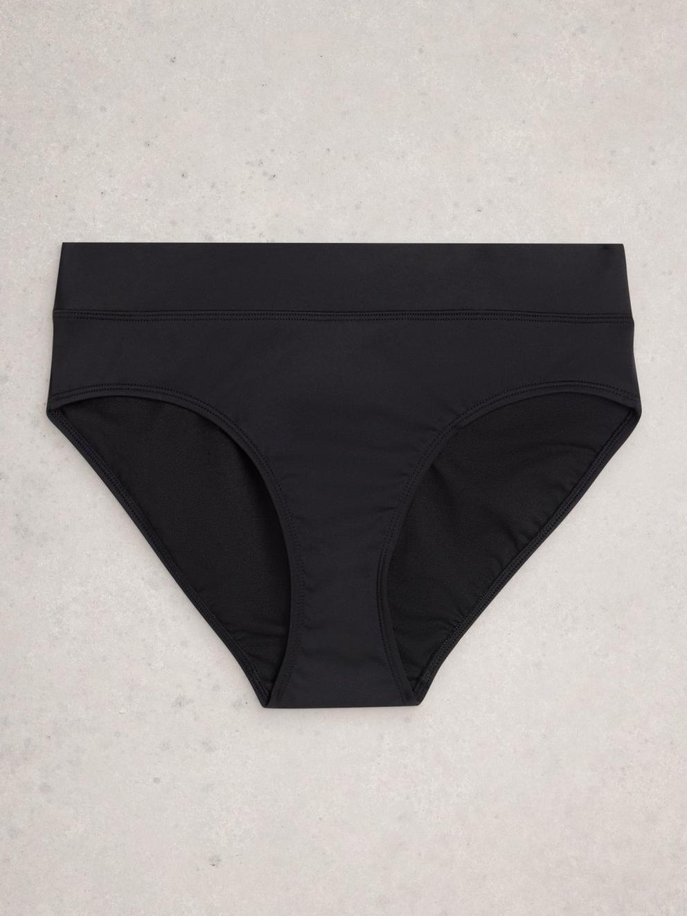 Valley Bikini Bottoms in PURE BLK - FLAT FRONT