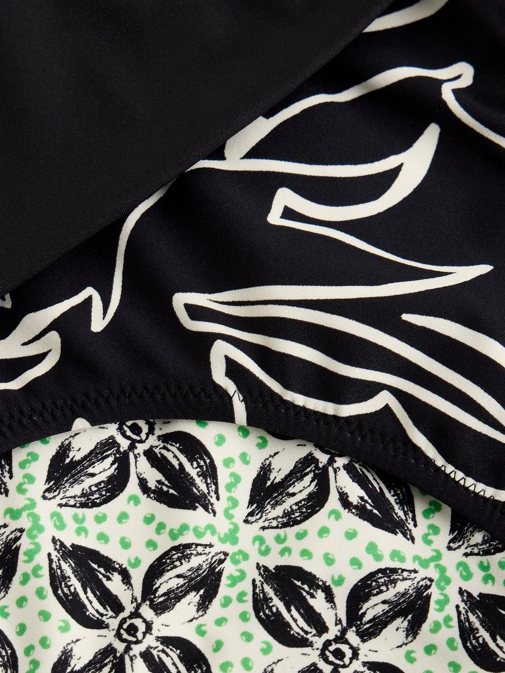 Reversible Fold Down Print Bottom in BLK PR - FLAT DETAIL