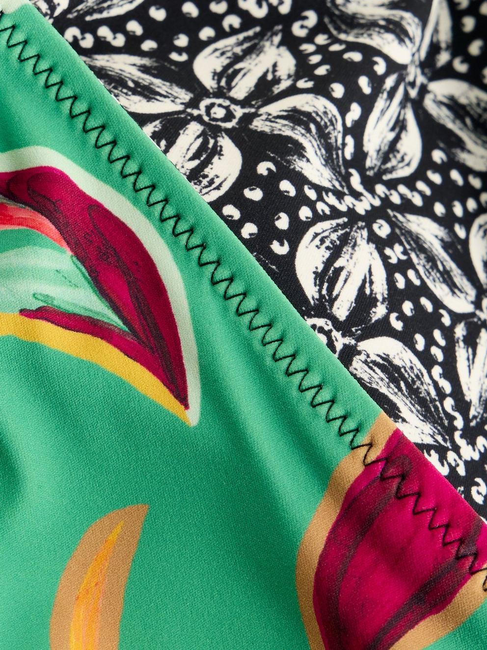 Sunshine Reversible Print Bikini Top in GREEN PR - FLAT DETAIL