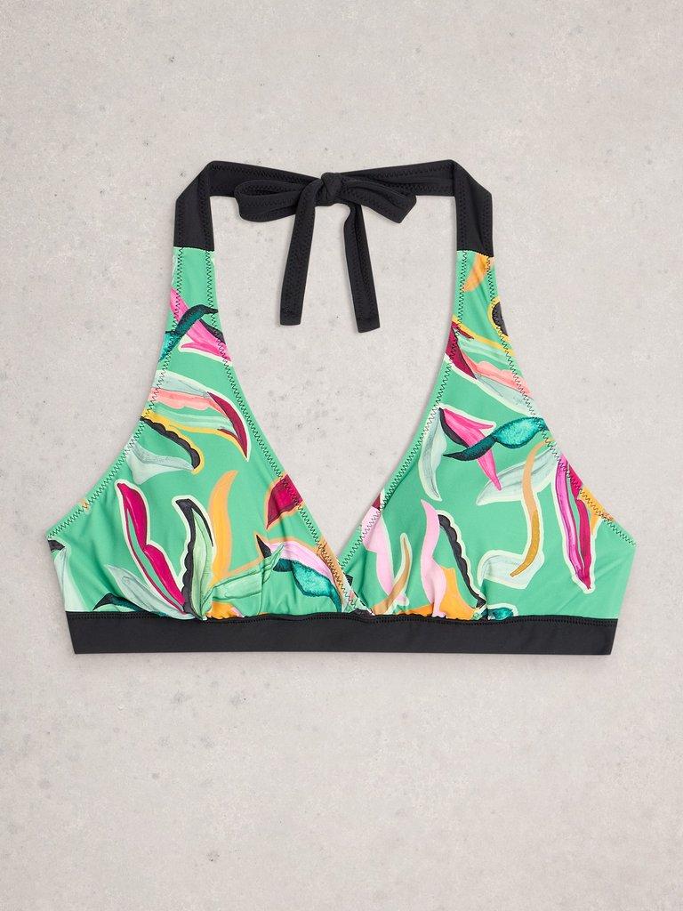 Sunshine Reversible Print Bikini Top in GREEN PR - FLAT FRONT