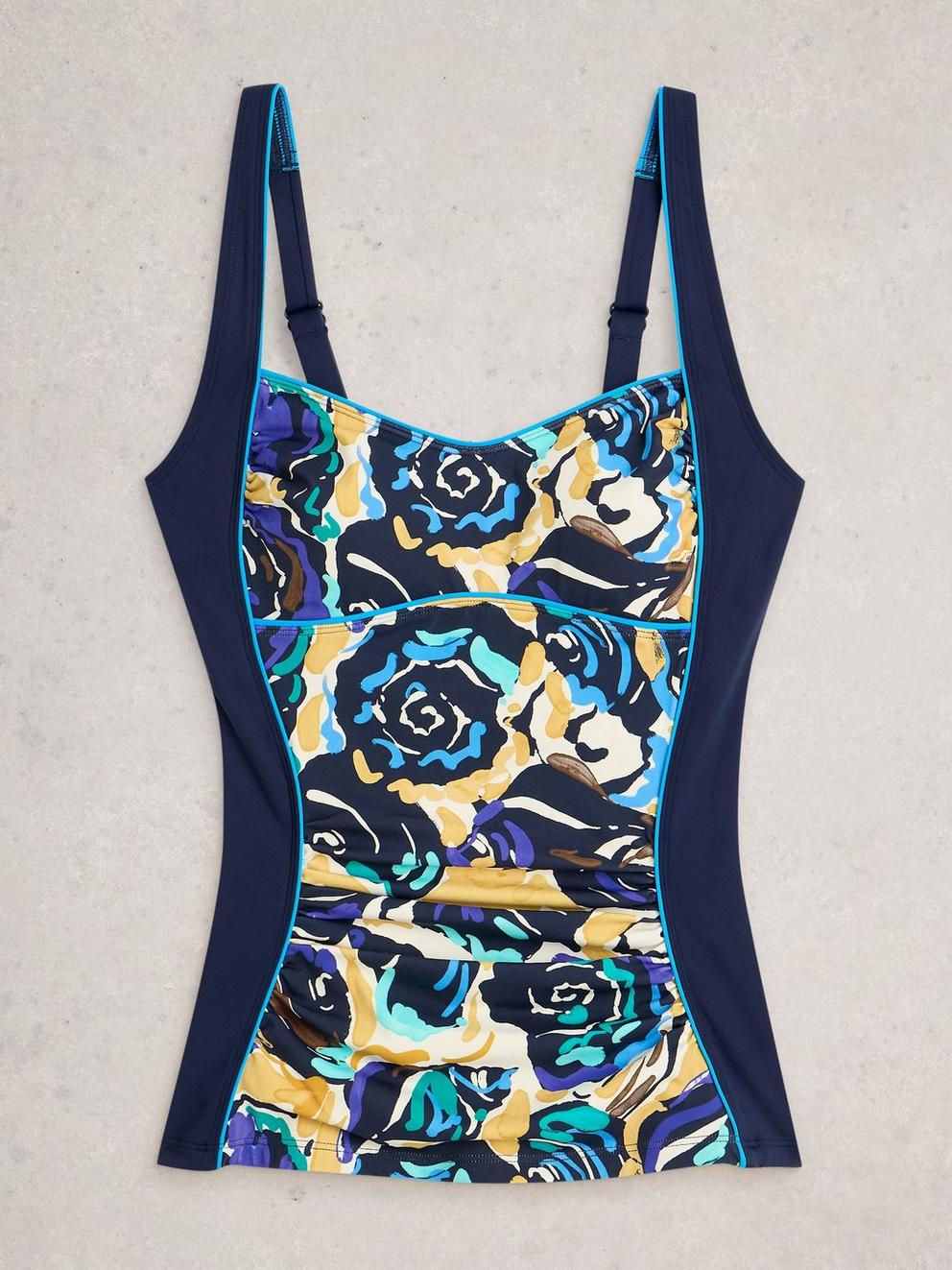 Splash Tankini Printed Top in NAVY PR - FLAT FRONT