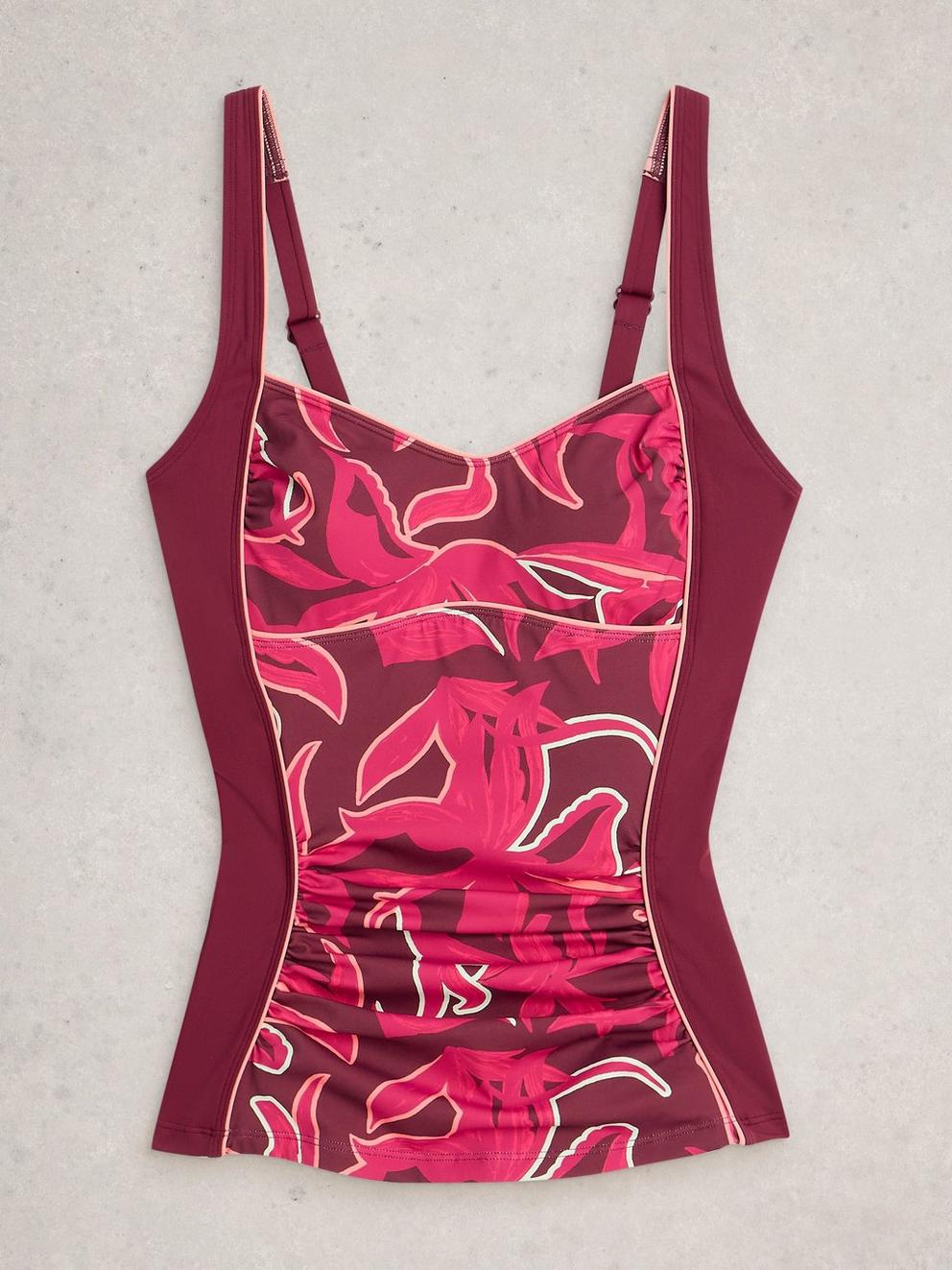 Splash Tankini Printed Top in PURPLE PR - FLAT FRONT