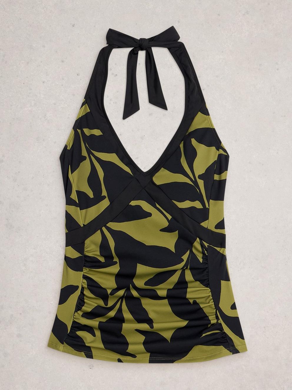 Valley Print Tankini Top in GREEN PR - FLAT FRONT