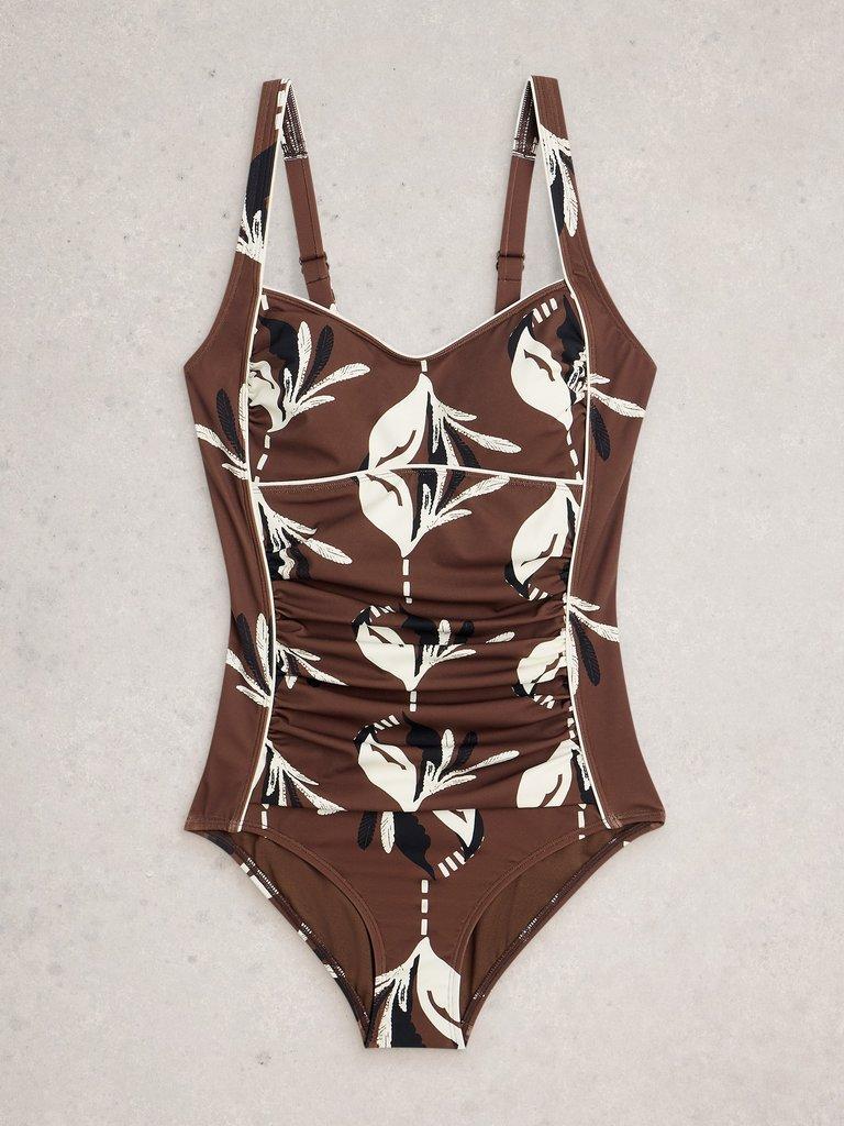 Splash Control Print Swimsuit in BROWN PR - FLAT FRONT