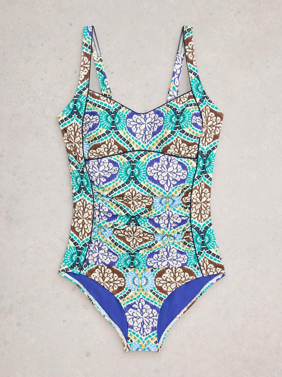 Splash Control Print Swimsuit in GREEN PR - FLAT FRONT