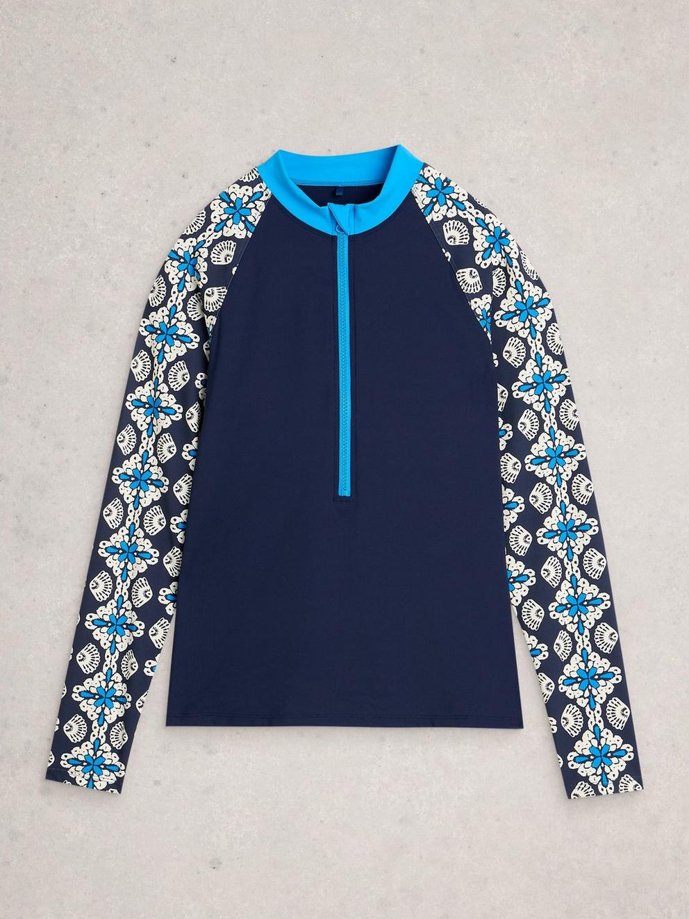 Bay rash Zip Vest in NAVY PR - FLAT FRONT