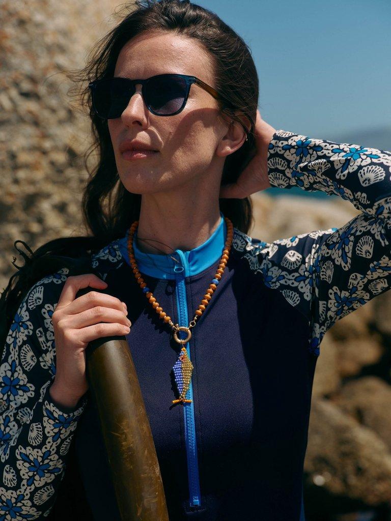 Bay rash Zip Vest in NAVY PR - MIXED