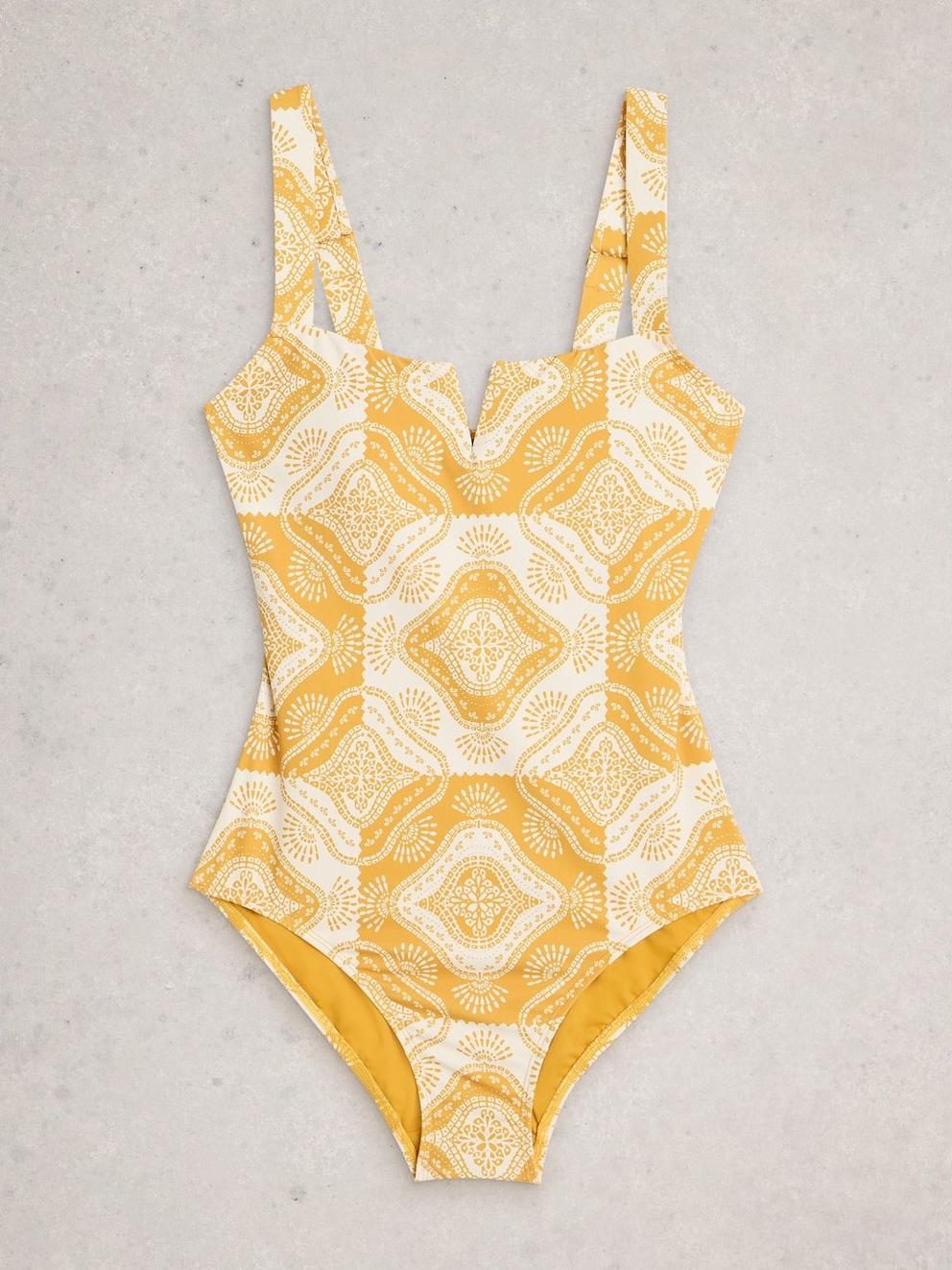 Gabrielle Printed Swimsuit in YELLOW PR - FLAT FRONT