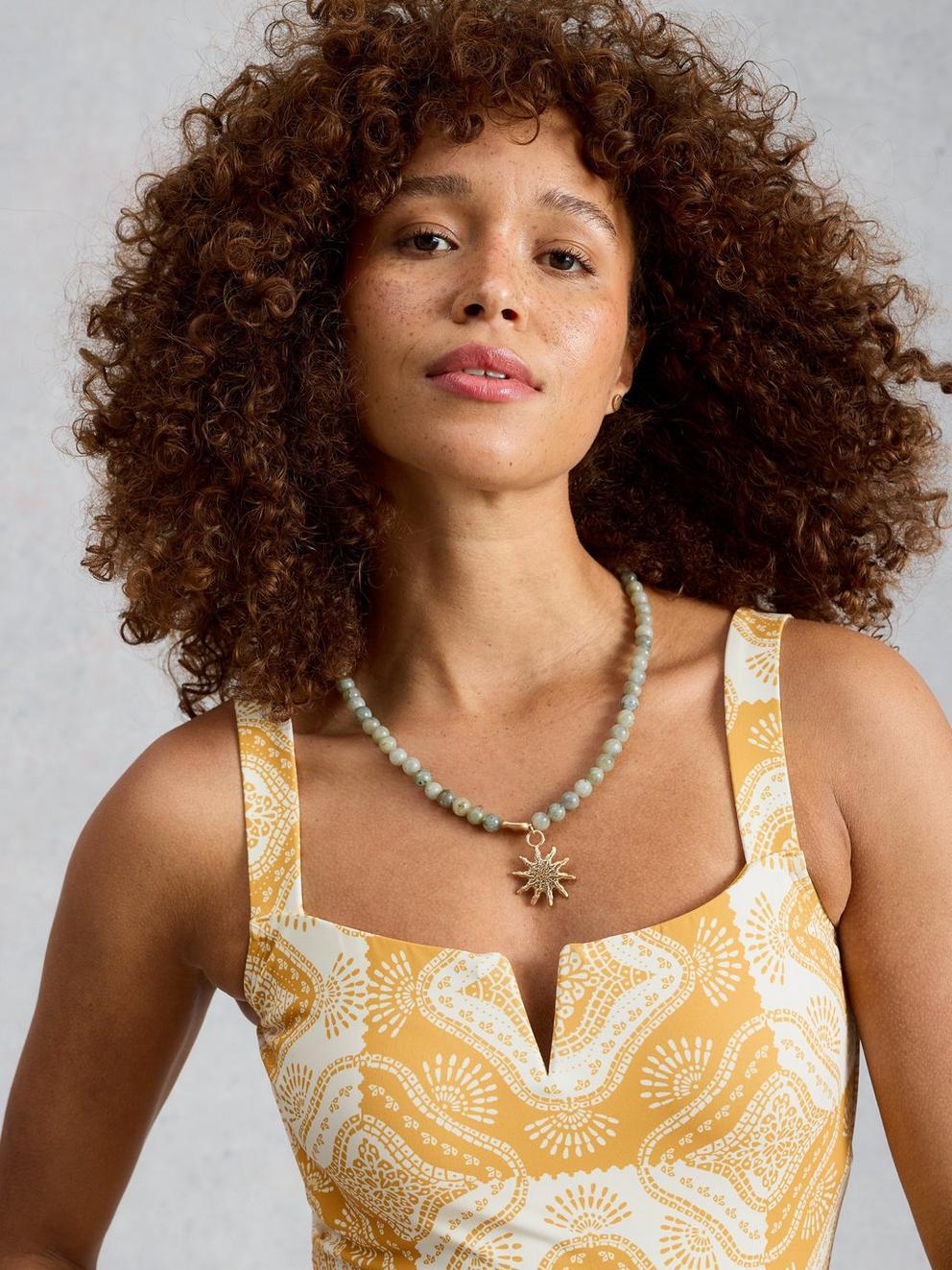 Gabrielle Printed Swimsuit in YELLOW PR - MODEL DETAIL