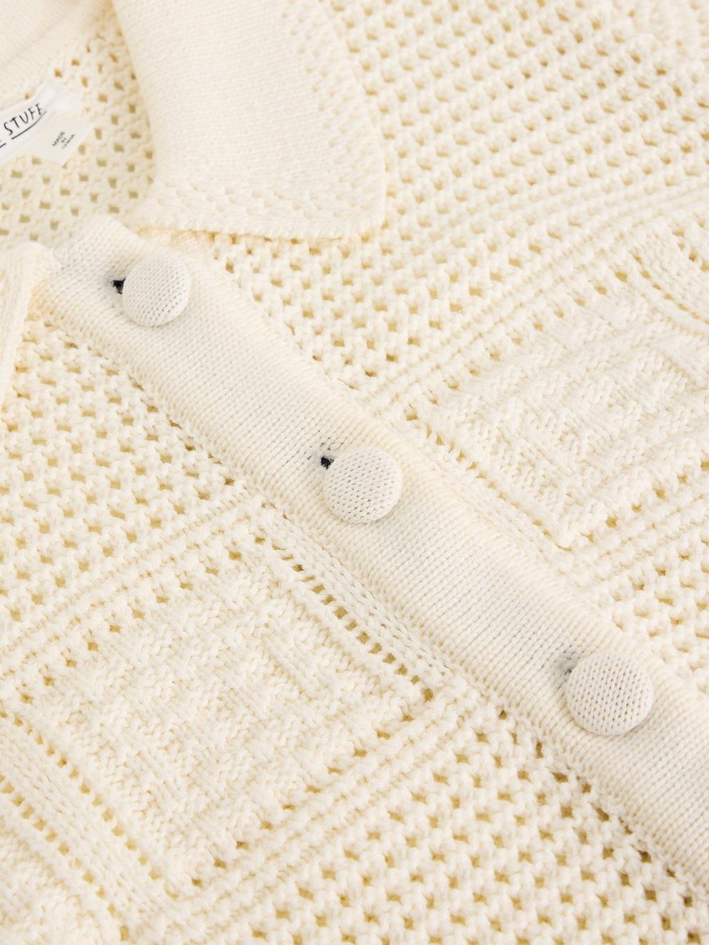GEMIMA COLLAR CARDI in PALE IVORY - FLAT DETAIL