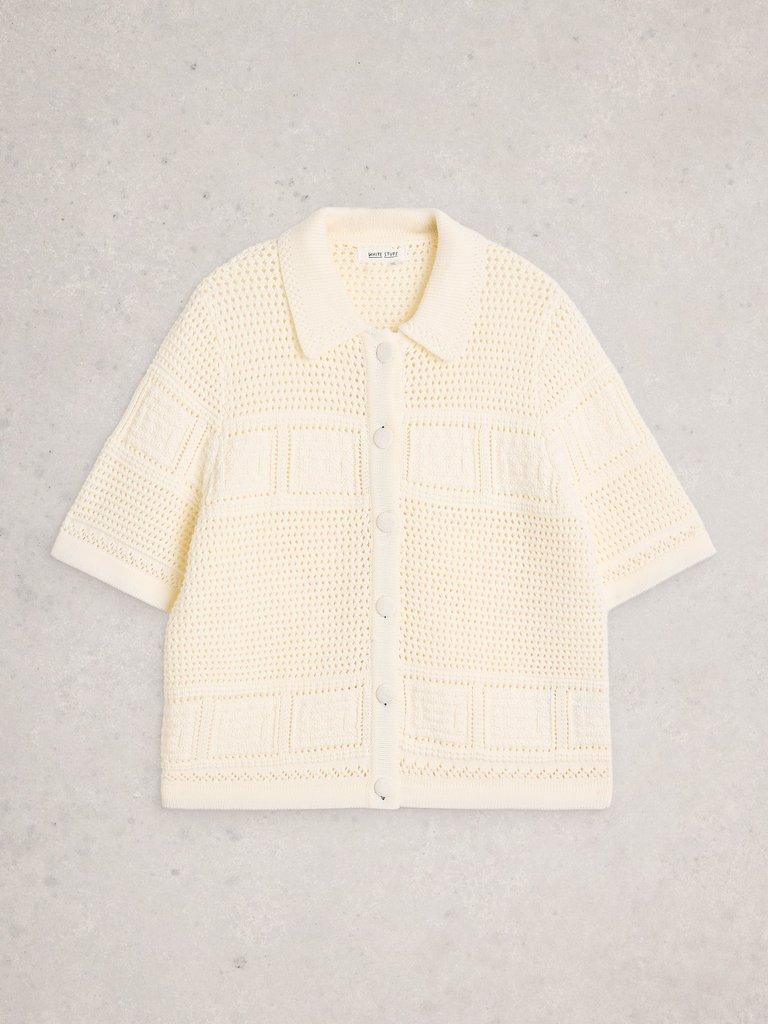 GEMIMA COLLAR CARDI in PALE IVORY - FLAT FRONT