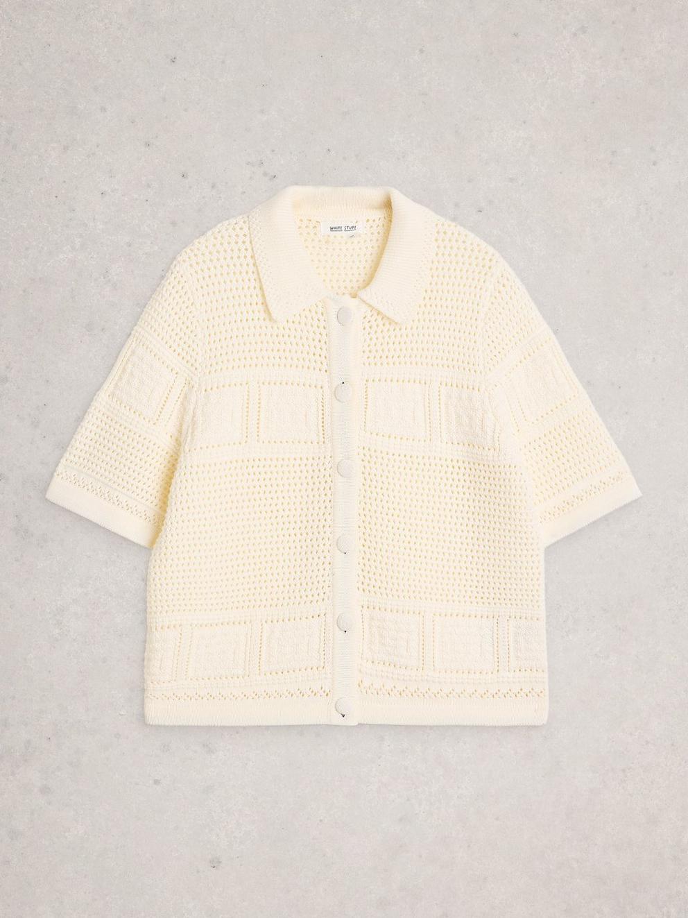 GEMIMA COLLAR CARDI in PALE IVORY - FLAT FRONT