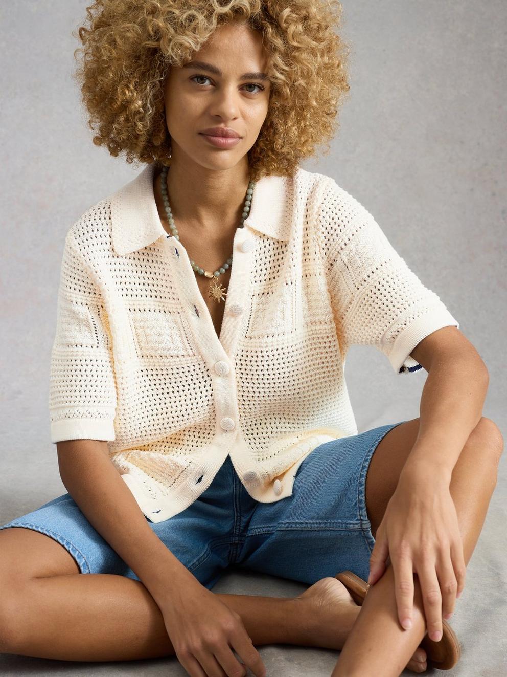 GEMIMA COLLAR CARDI in PALE IVORY - LIFESTYLE