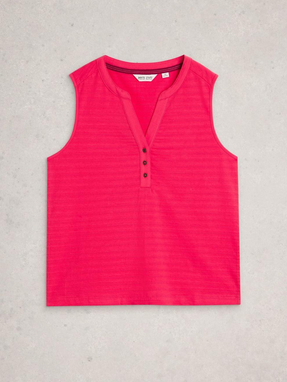 NORA NOTCH VEST in BRT PINK - FLAT FRONT