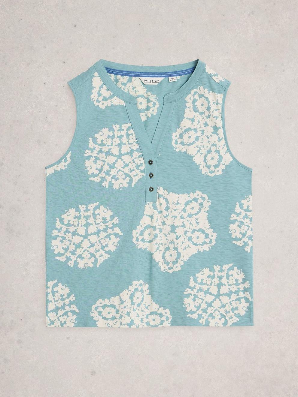 NORA NOTCH VEST in TEAL PR - FLAT FRONT