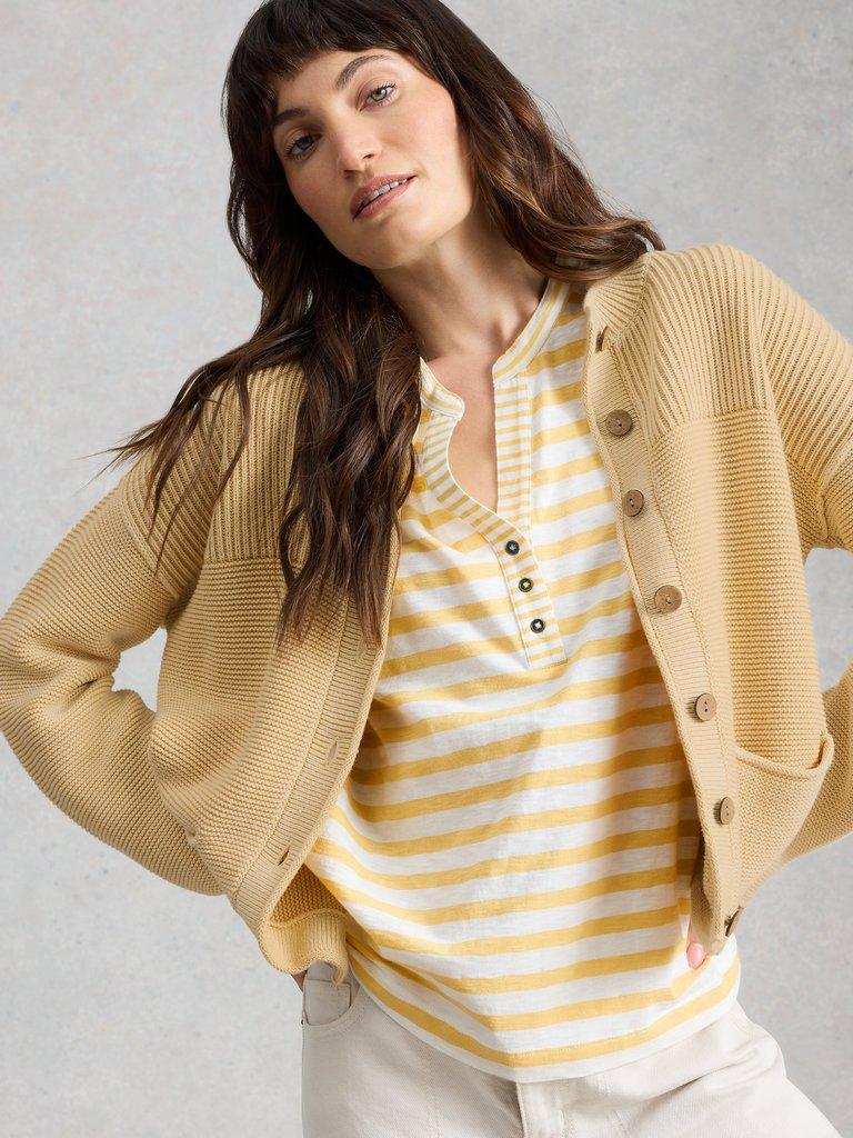 NORA NOTCH STRIPE VEST in YELLOW MLT - LIFESTYLE