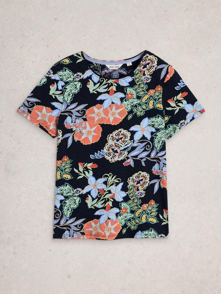 ABBIE CREW NECK T-SHIRT in NAVY PR - FLAT FRONT