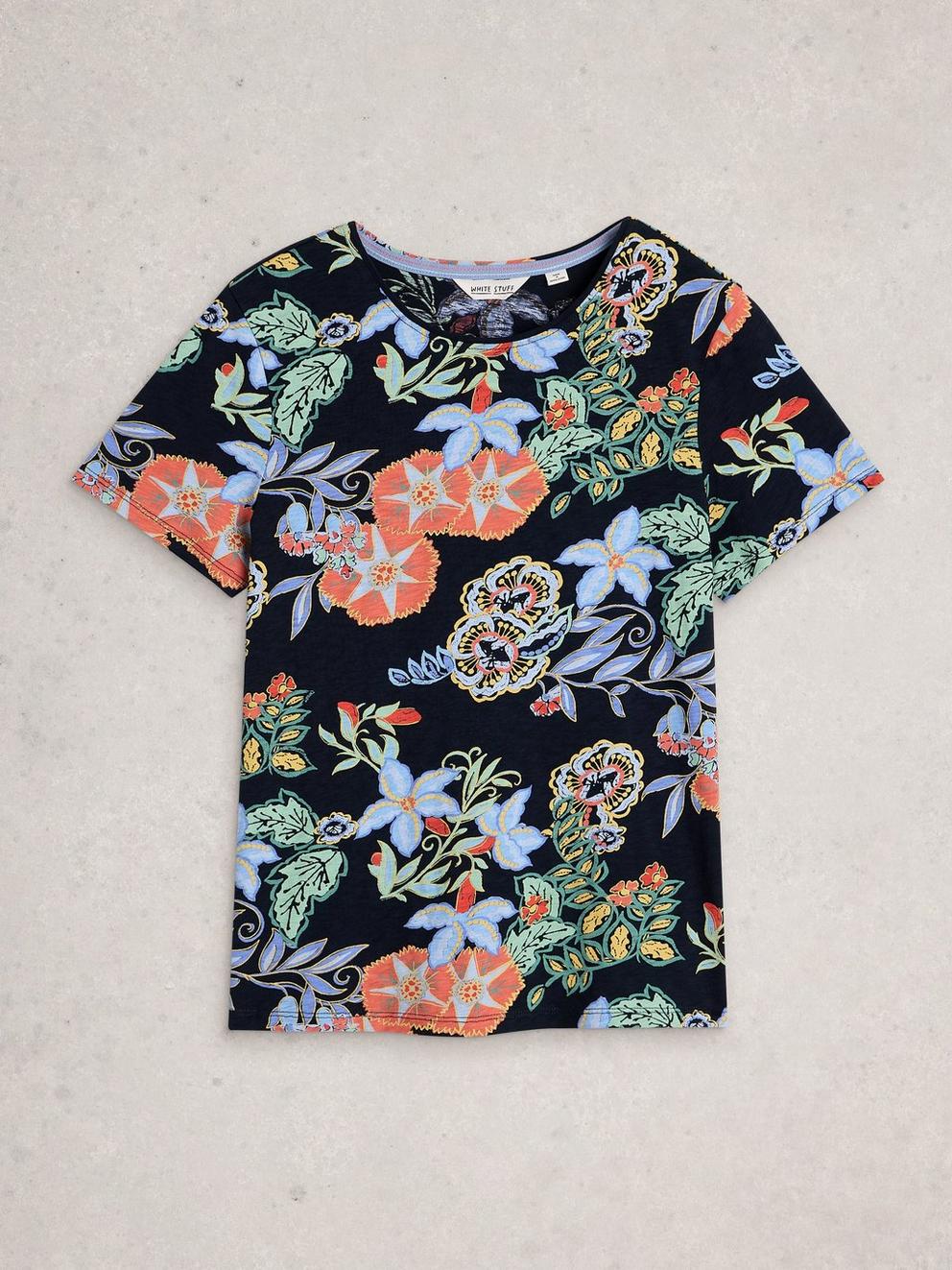 ABBIE CREW NECK T-SHIRT in NAVY PR - FLAT FRONT