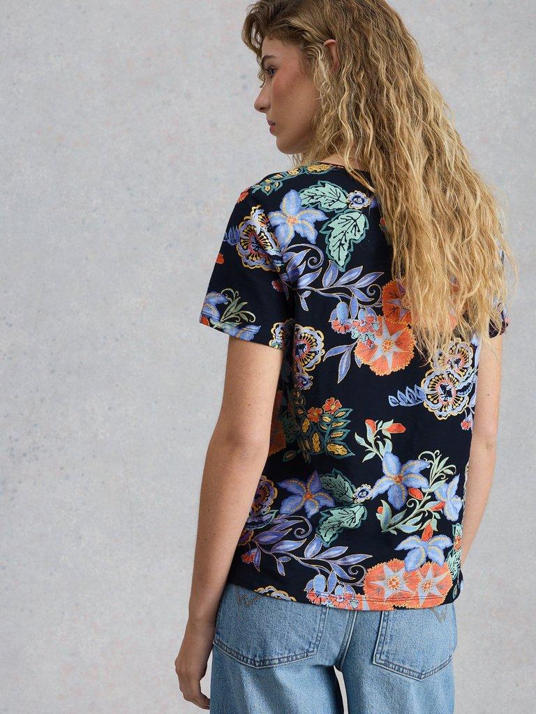 ABBIE CREW NECK T-SHIRT in NAVY PR - MODEL BACK