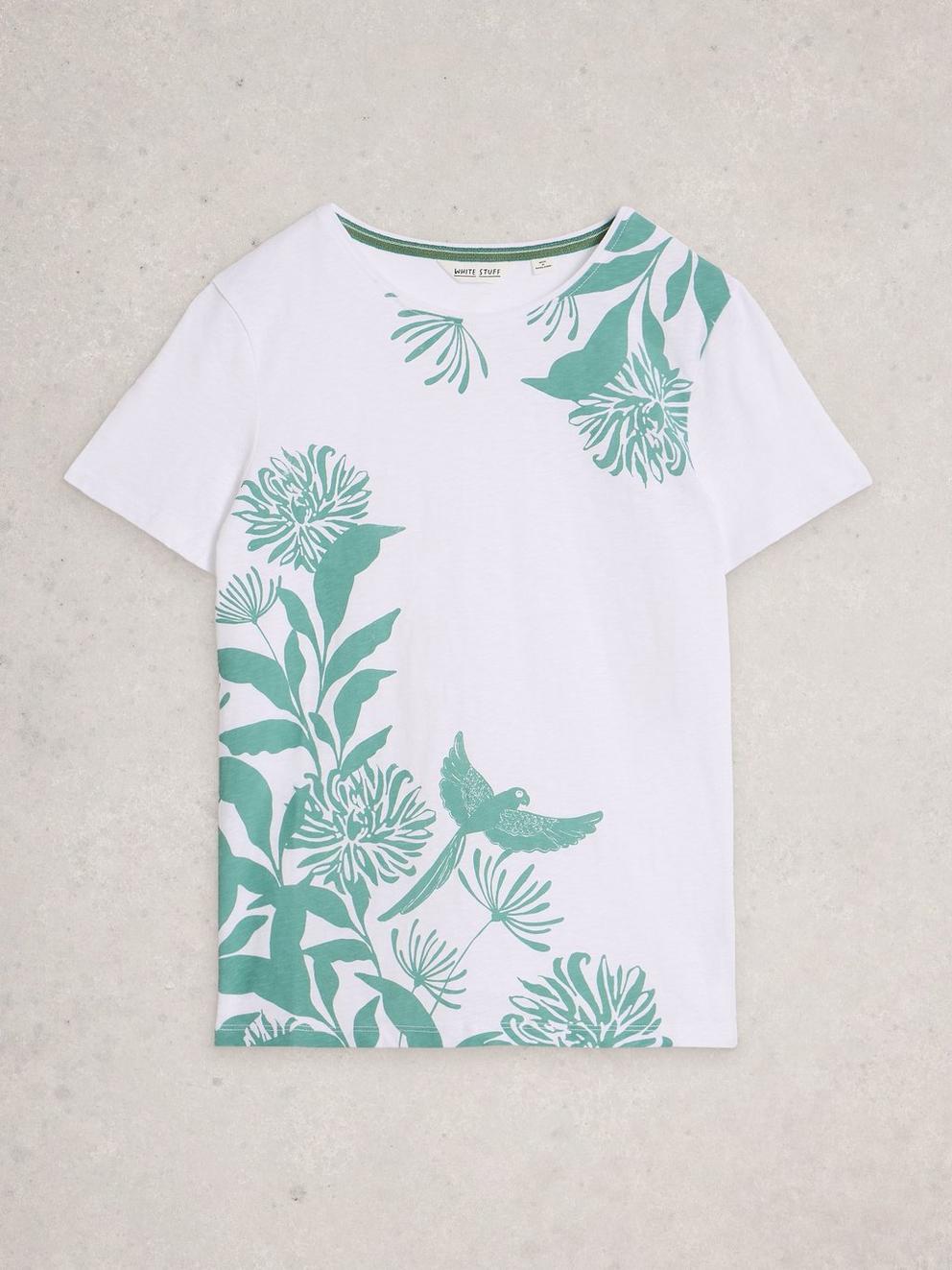 ABBIE CREW NECK T-SHIRT in WHITE MLT - FLAT FRONT