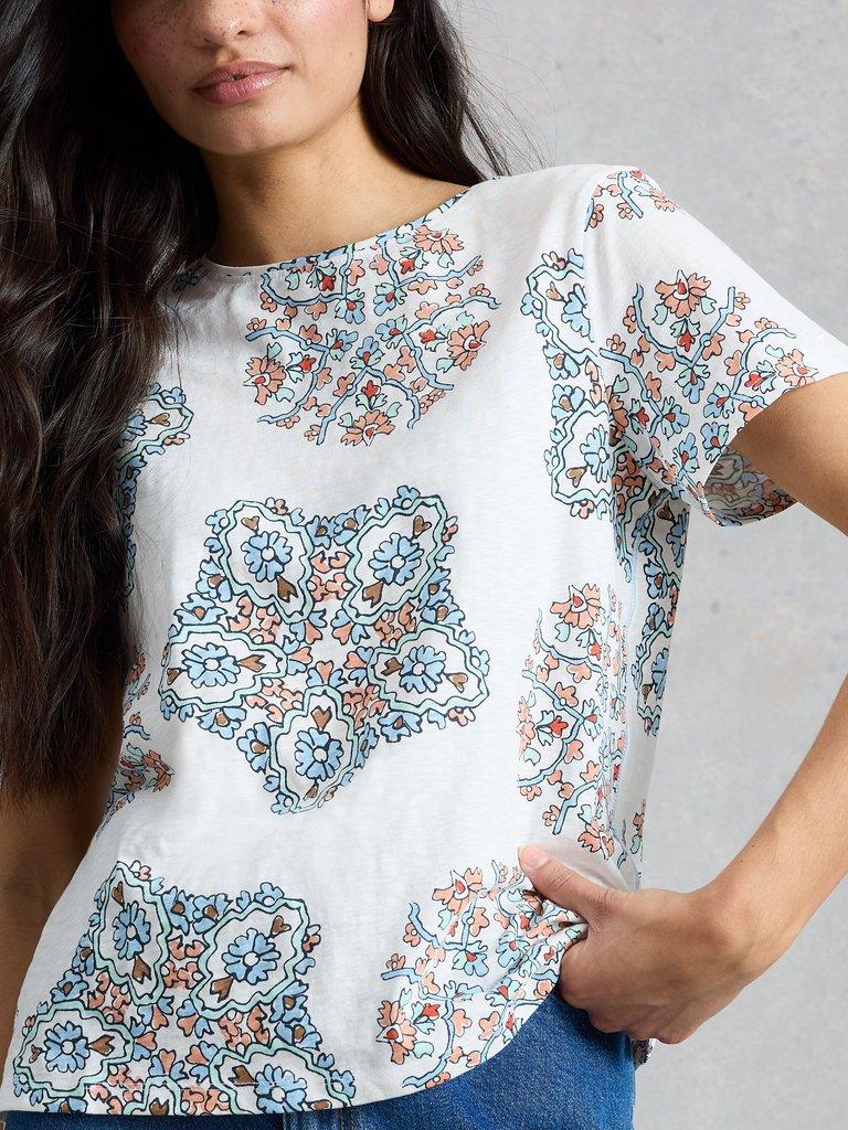 ABBIE CREW NECK T-SHIRT in WHITE PR - MODEL DETAIL