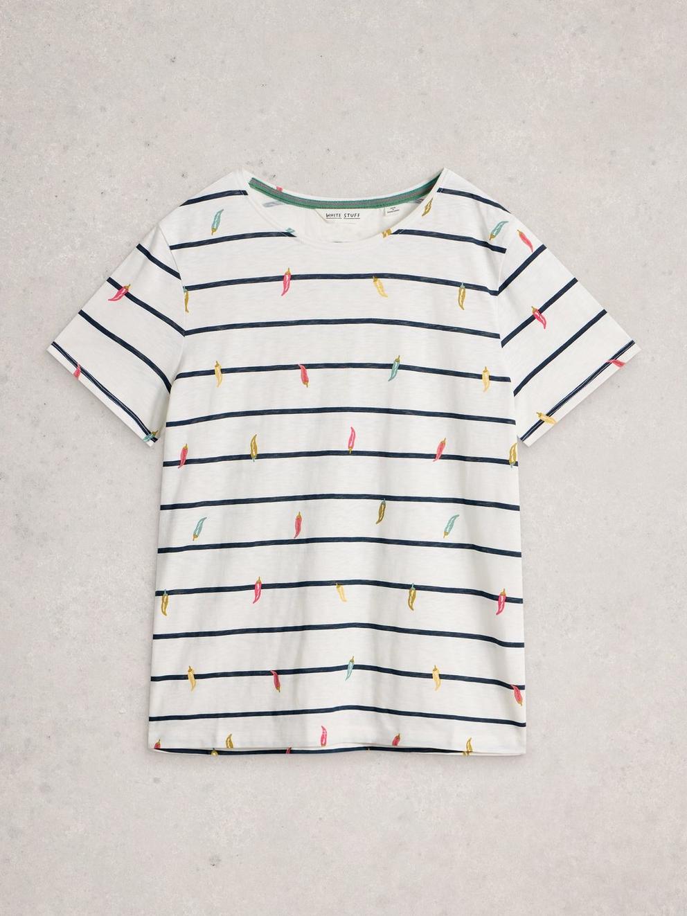 ABBIE STRIPED T-SHIRT in IVORY MLT - FLAT FRONT