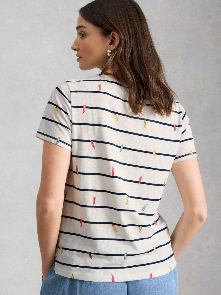 ABBIE STRIPED T-SHIRT in IVORY MLT - MODEL BACK