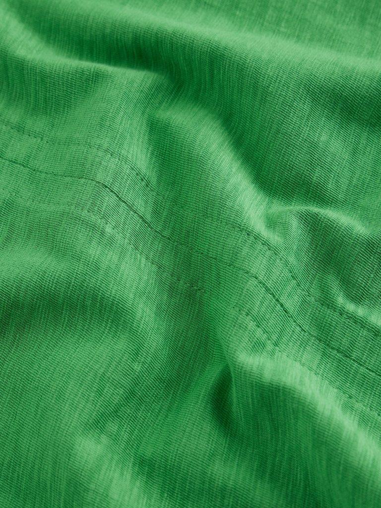 NELLY NOTCH V NECK TEE in BRT GREEN - FLAT DETAIL