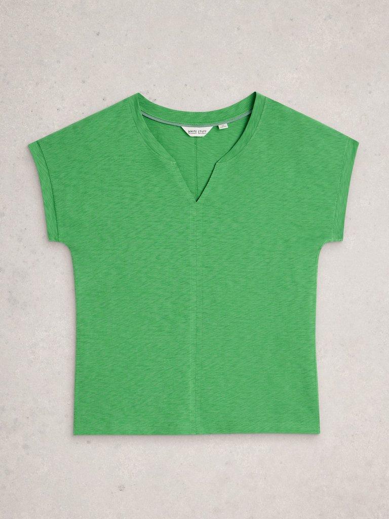 NELLY NOTCH V NECK TEE in BRT GREEN - FLAT FRONT