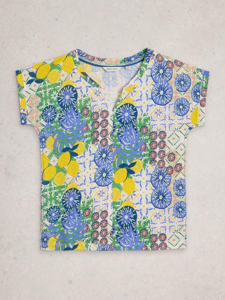 NELLY NOTCH V NECK TEE in IVORY PR - FLAT FRONT