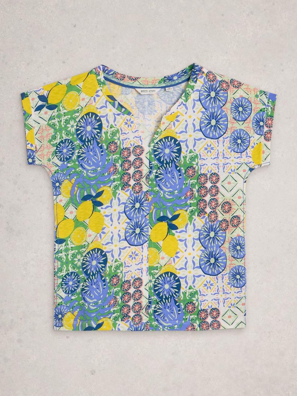 NELLY NOTCH V NECK TEE in IVORY PR - FLAT FRONT