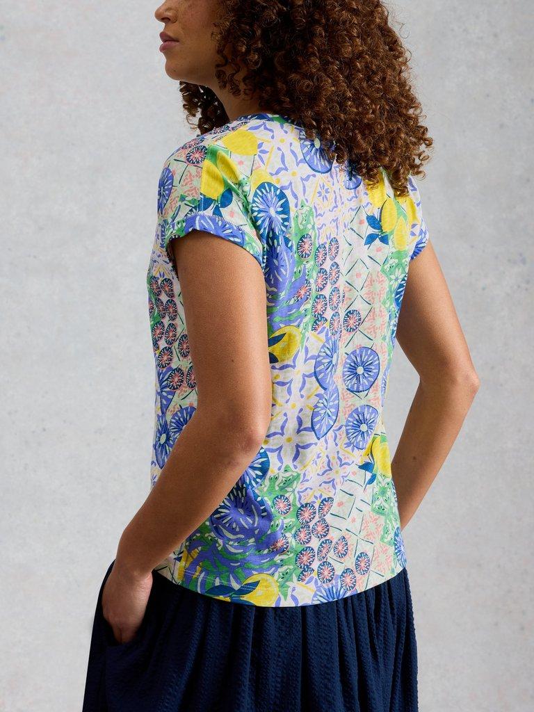 NELLY NOTCH V NECK TEE in IVORY PR - MODEL BACK