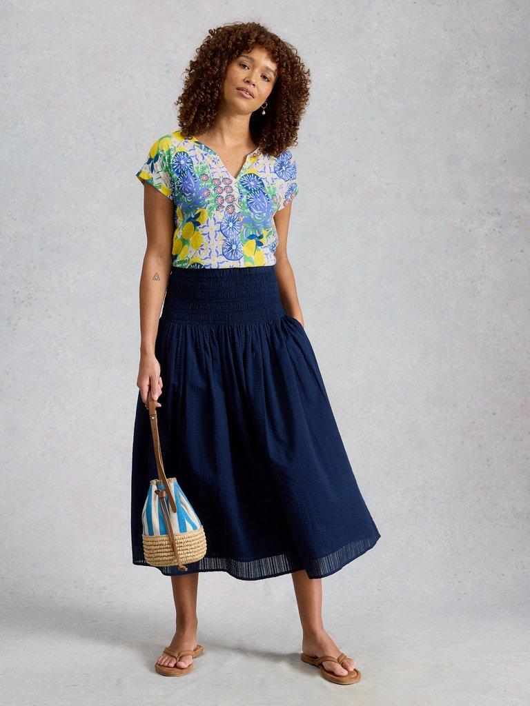 NELLY NOTCH V NECK TEE in IVORY PR - MODEL FRONT