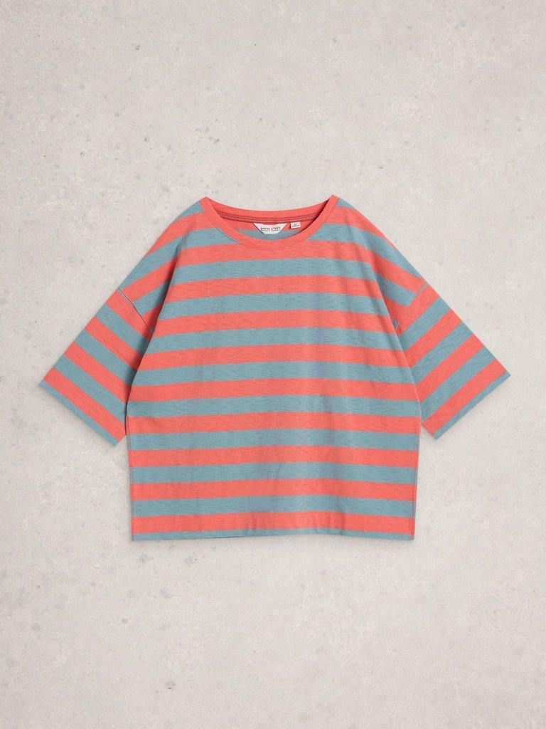 KATYA STRIPE T-SHIRT in CORAL MLT - FLAT FRONT