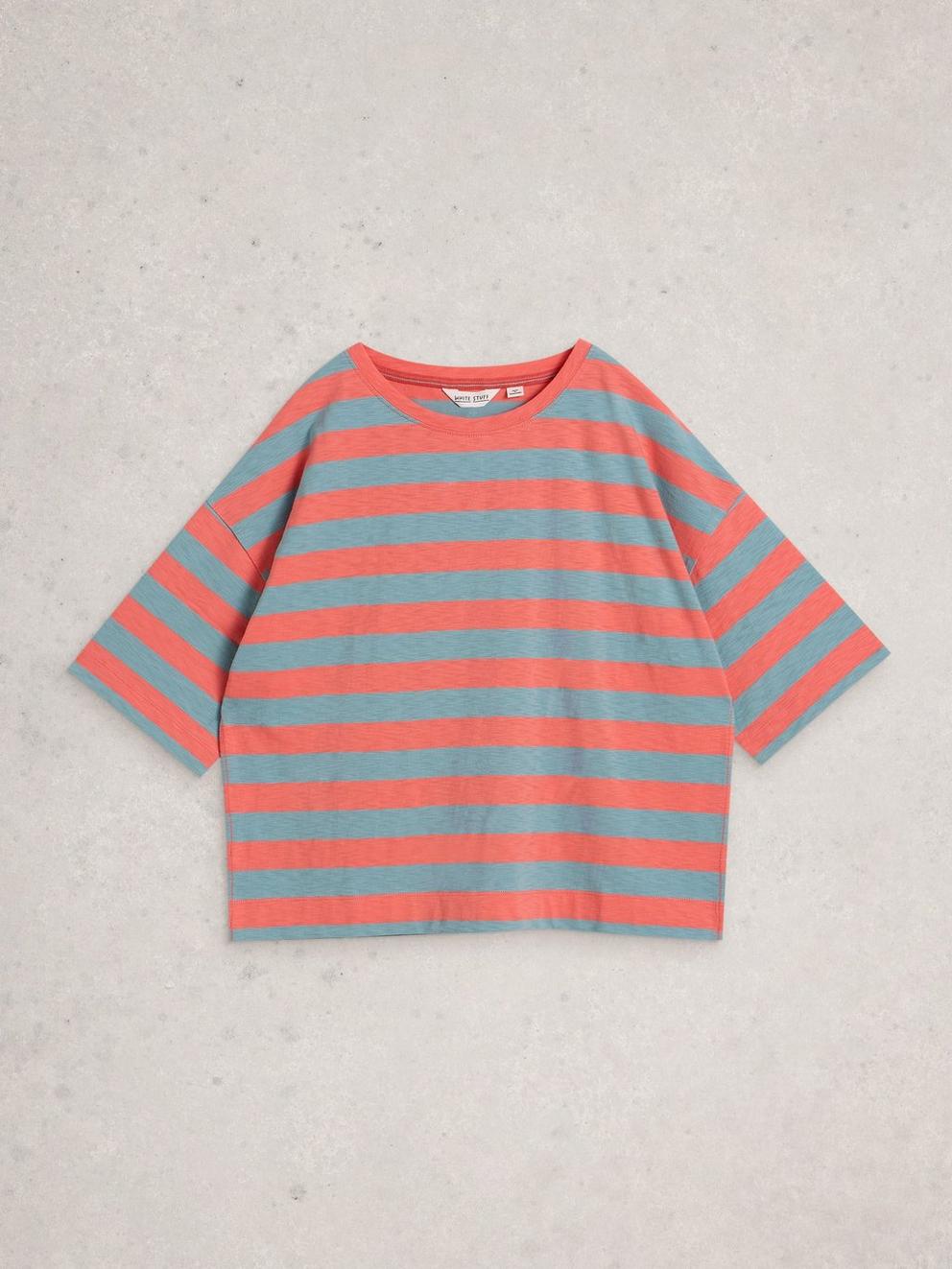 KATYA STRIPE T-SHIRT in CORAL MLT - FLAT FRONT