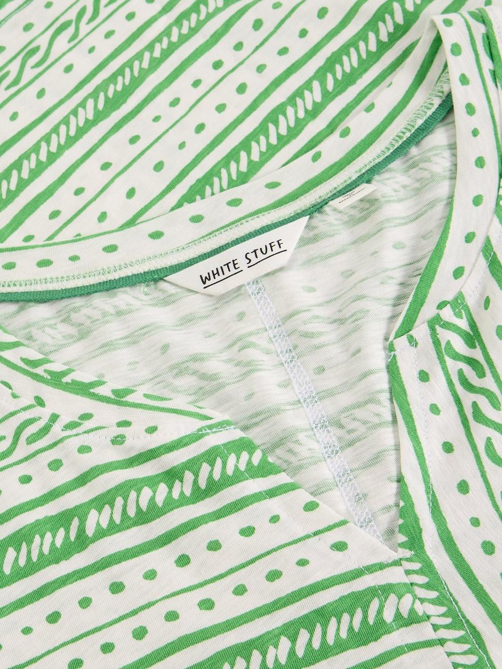 NELLY NOTCH STRIPES TEE in GREEN MLT - FLAT DETAIL