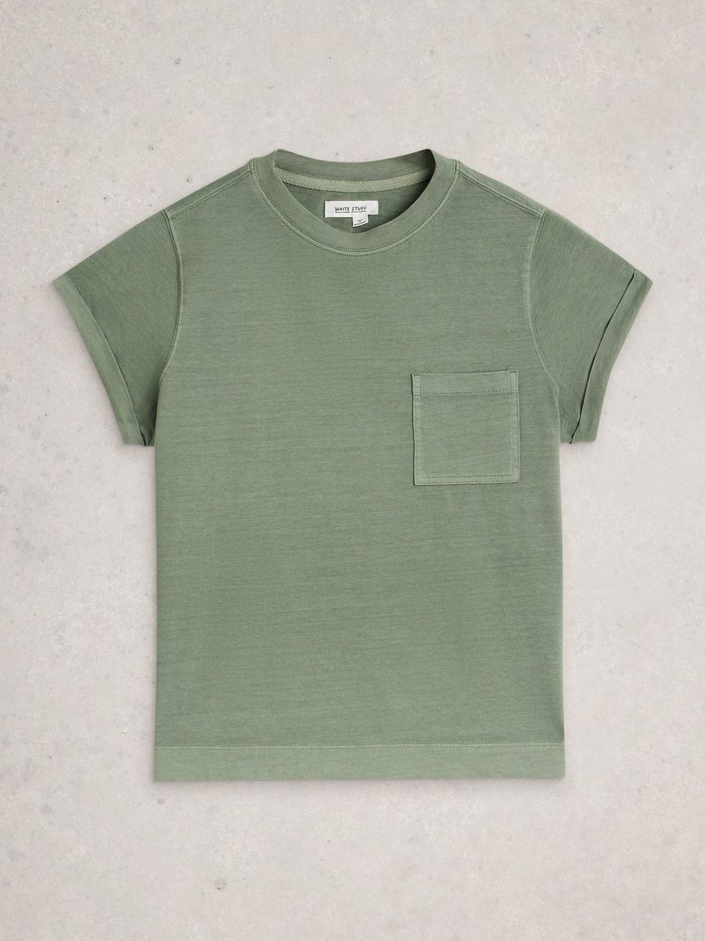 GINA SHORT SLEEVE TEE in KHAKI GRN - FLAT FRONT