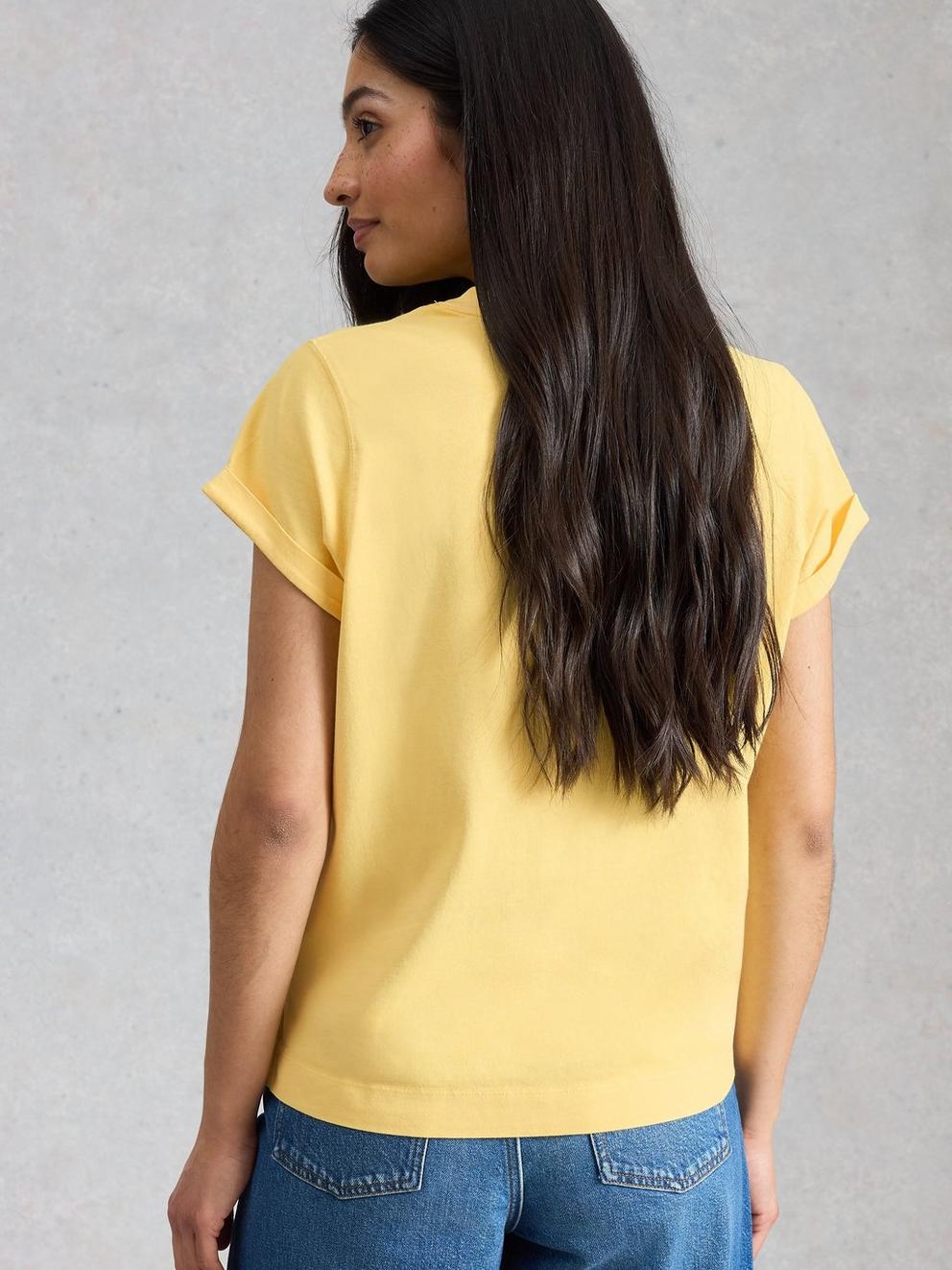 GINA SHORT SLEEVE TEE in LGT YELLOW - MODEL BACK