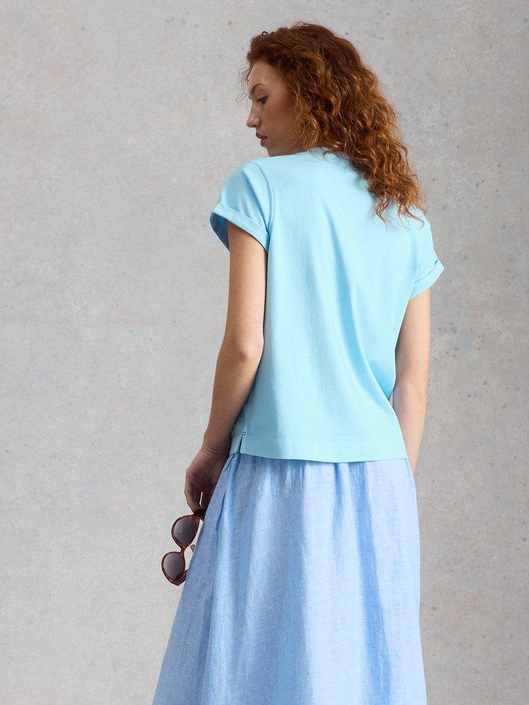 GINA GRAPHICS TEE in BLUE PR - MODEL BACK